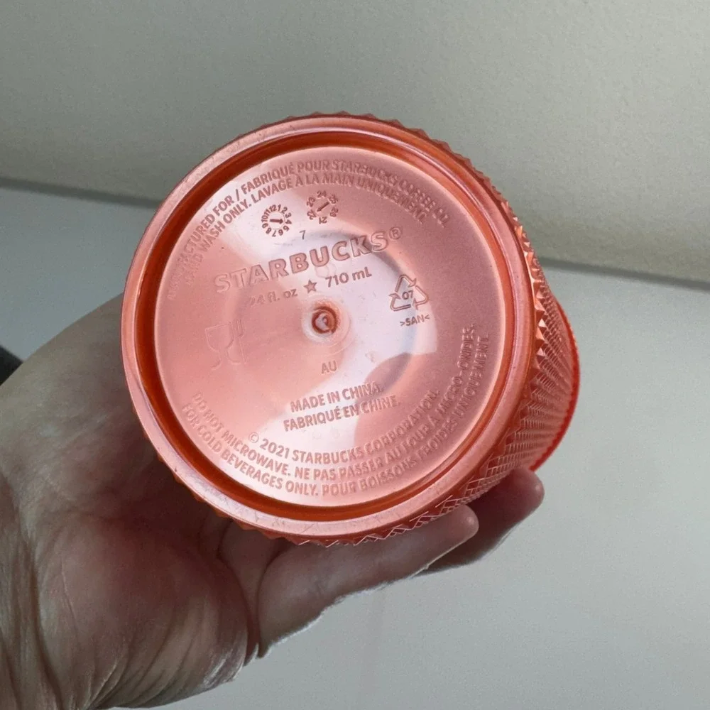 Starbucks 24oz Matte Studded Tumbler Orange Cold‎ Cup with Straw 2021